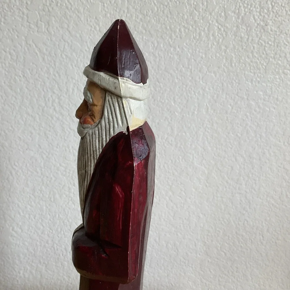 Vintage Primitive Figurine Pencil Tall Santa Claus Holiday Christmas Tree 13